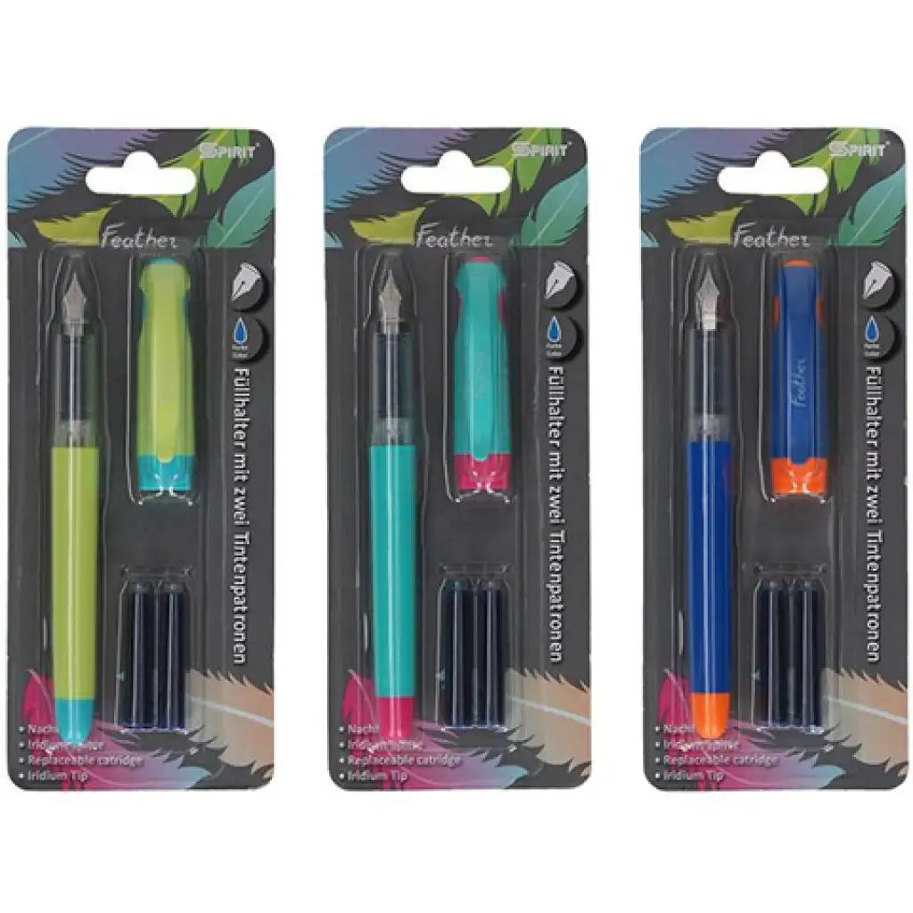 Spirit: Feather töltőtoll kék tintával, 2db patronnal többféle színben 1db