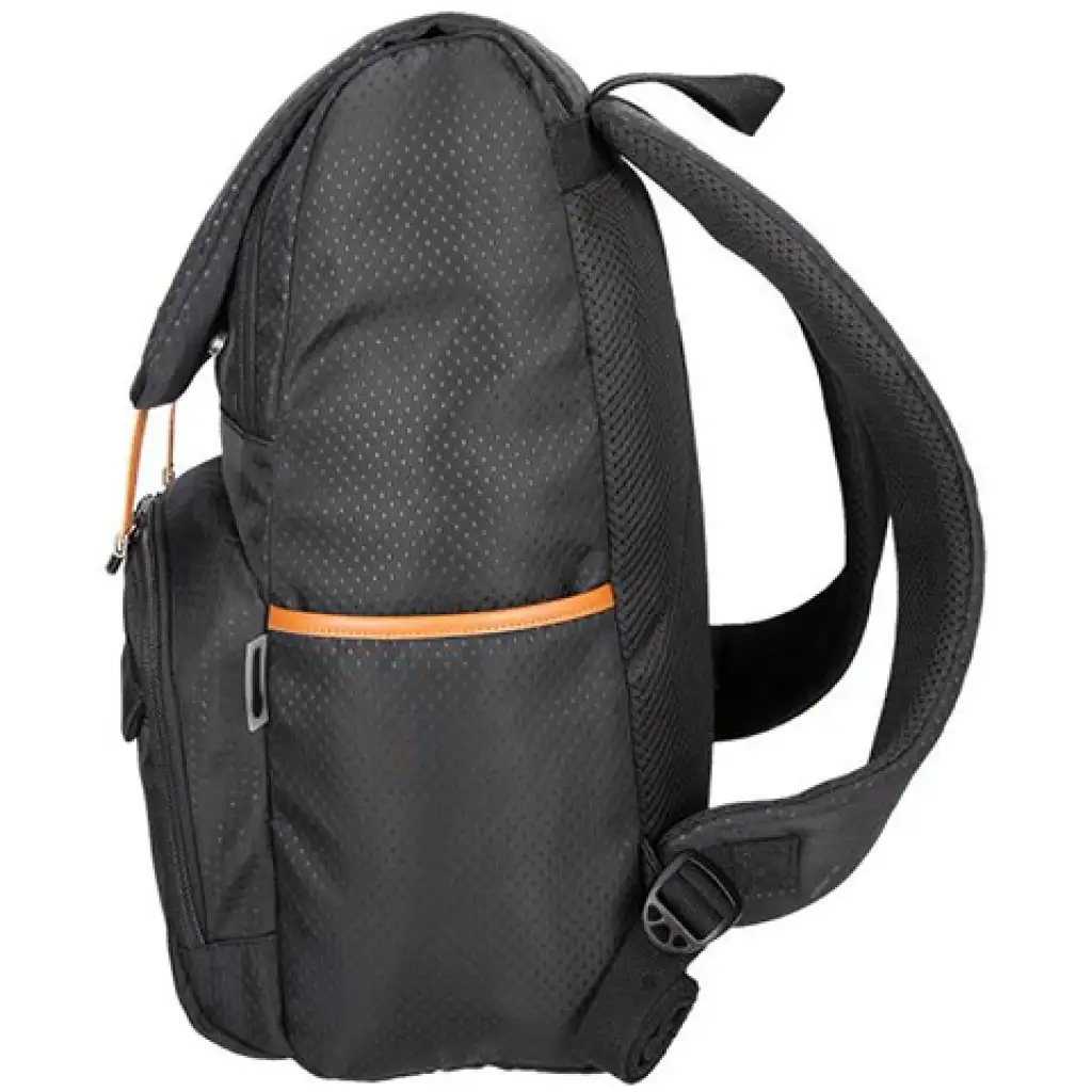 Spirit: Fekete mintázott hátizsák bőrszínű pántokkal 47x33x17cm kép 2