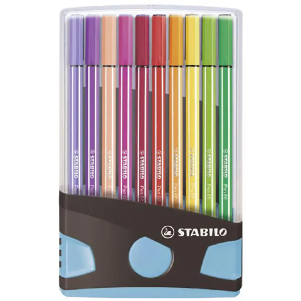 Stabilo: Pen 68 ColorParade rostirón 20db-os szett szétnyitható világoskék tárolóban kép 1