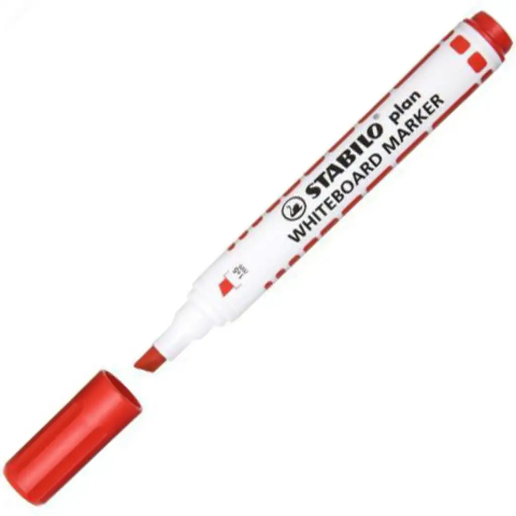 Stabilo: Plan WhiteBoard marker vágott hegyű táblafilc piros színben kép 2