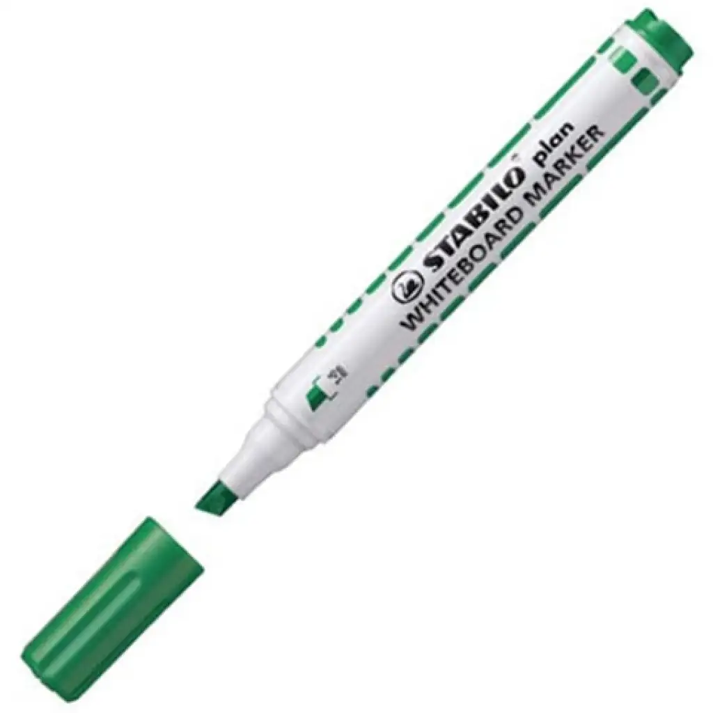 Stabilo: Plan WhiteBoard marker vágott hegyű táblafilc zöld színben kép 2