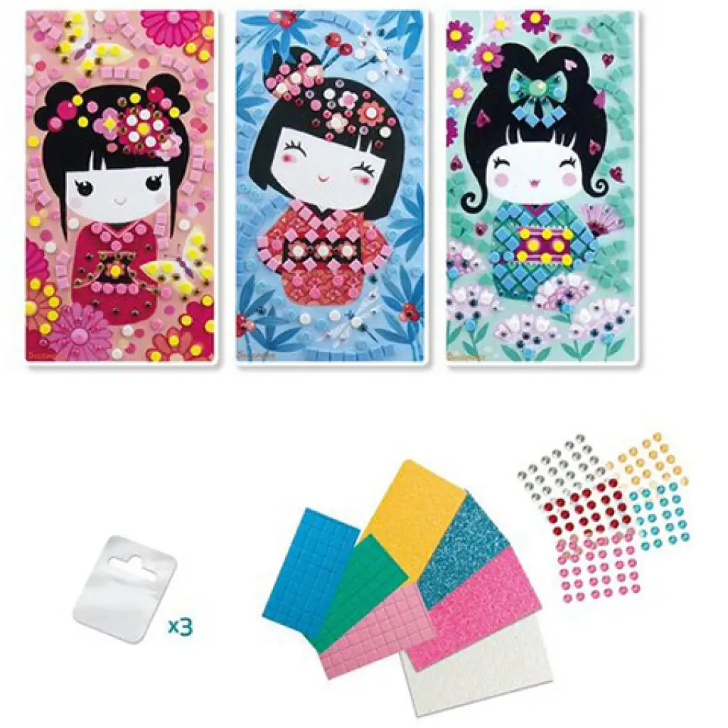 Stick'N Fun mozaikkép készítő készlet - Kokeshi kép 2