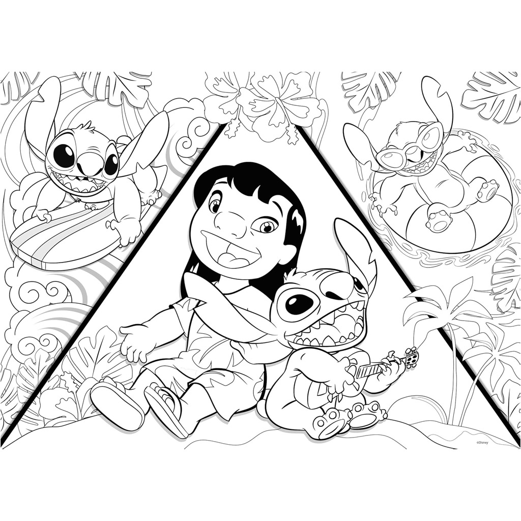 Stitch 2 az 1-ben 150db-os maxi puzzle és színező 70x50cm - Lisciani kép 3