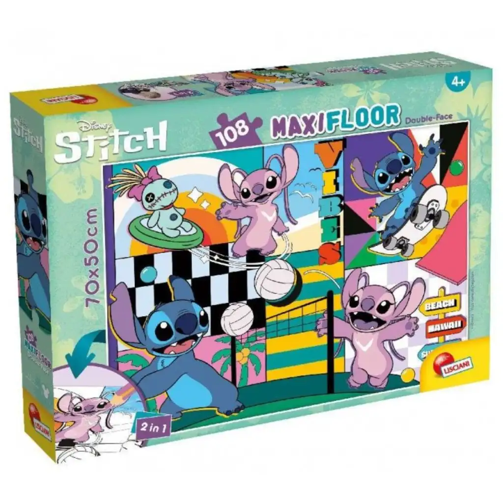 Stitch 2 az 1-ben 108db-os puzzle és színező 70x50cm - Lisciani