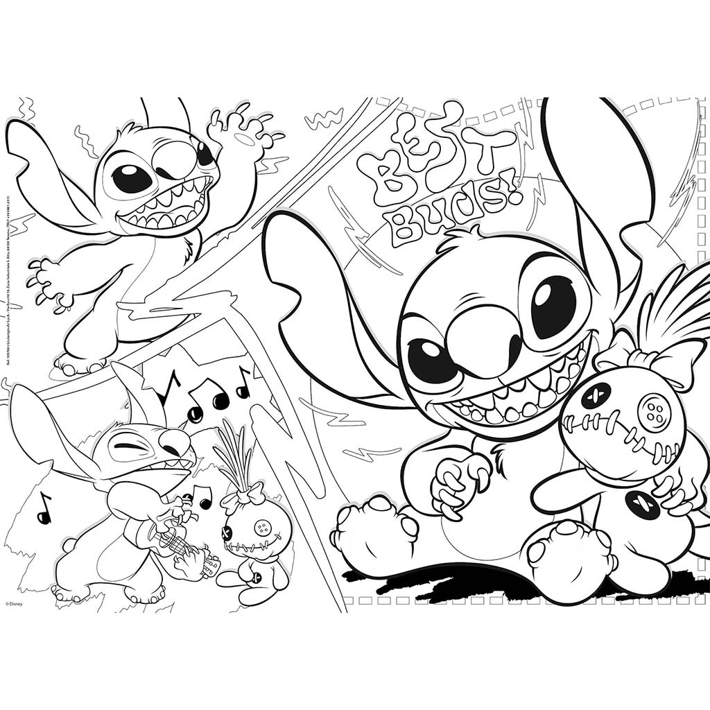 Disney Stitch 2 az 1-ben maxi 24db-os puzzle és színező 70x50cm - Lisciani kép 2
