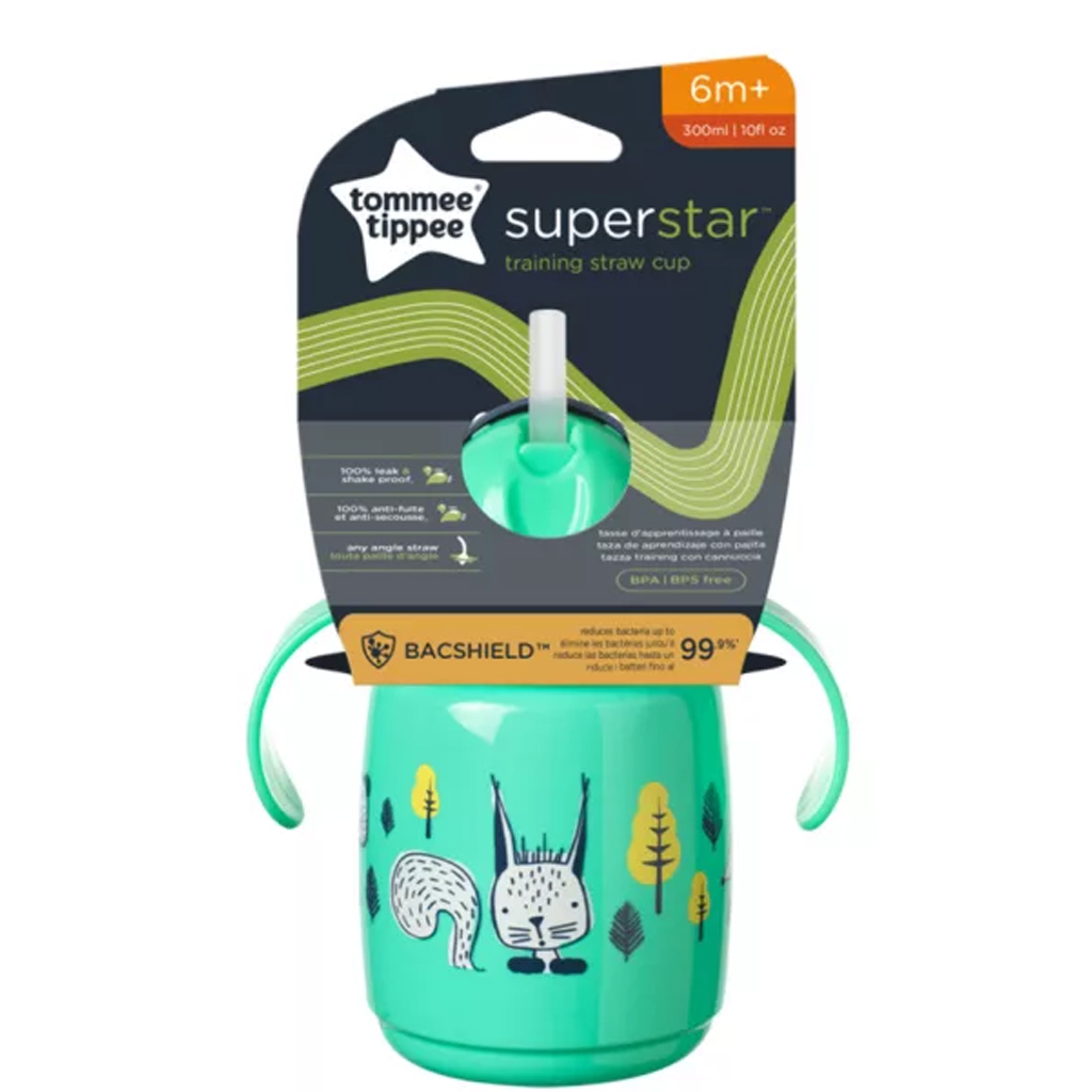 Tommee Tippee: Superstar Zöld Szívószálas Tanuló Itatópohár 300ml kép 1