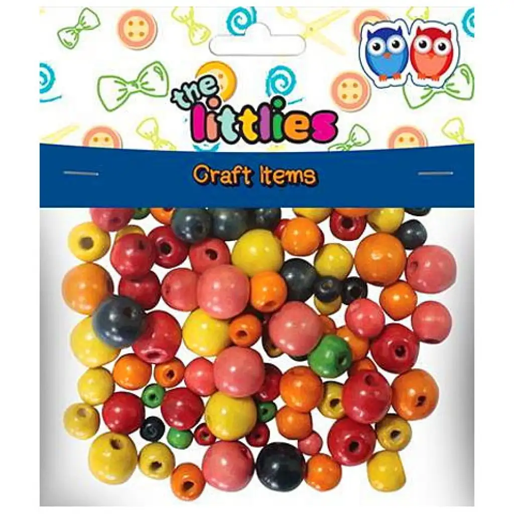 Színes fa gyöngyszett több méretben 150db