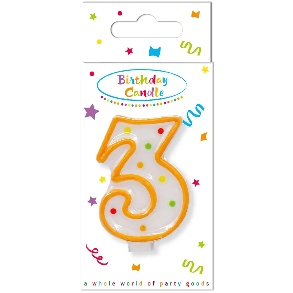 Szülinapi pöttyös gyertya 3-as szám