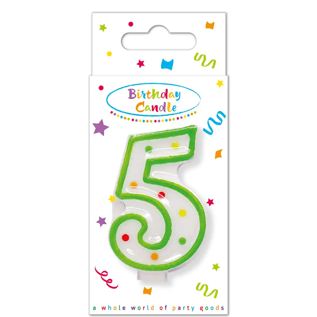 Szülinapi pöttyös gyertya 5-ös szám