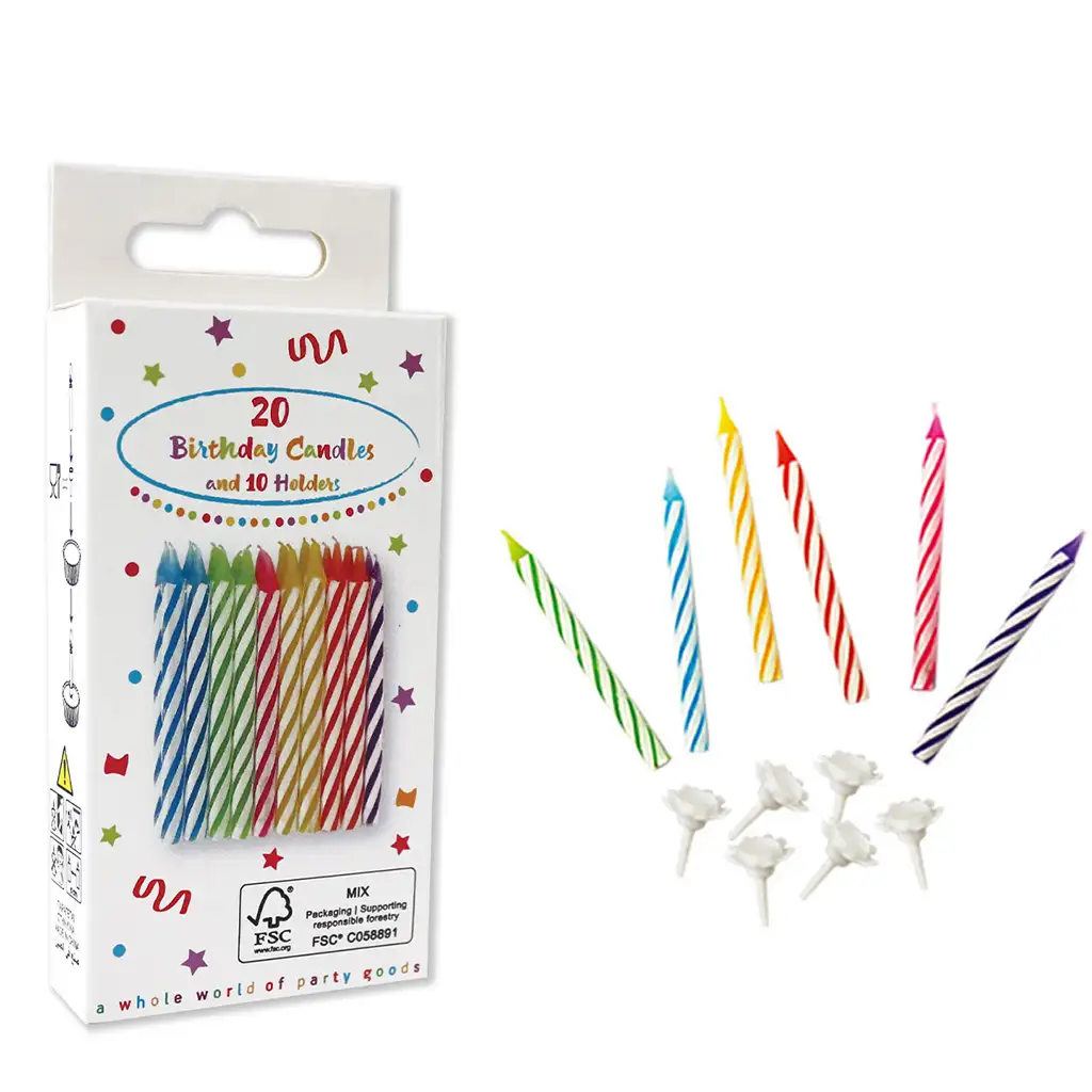 Szülinapi gyertya klasszikus spirálcsíkos mintával 20db-os szett