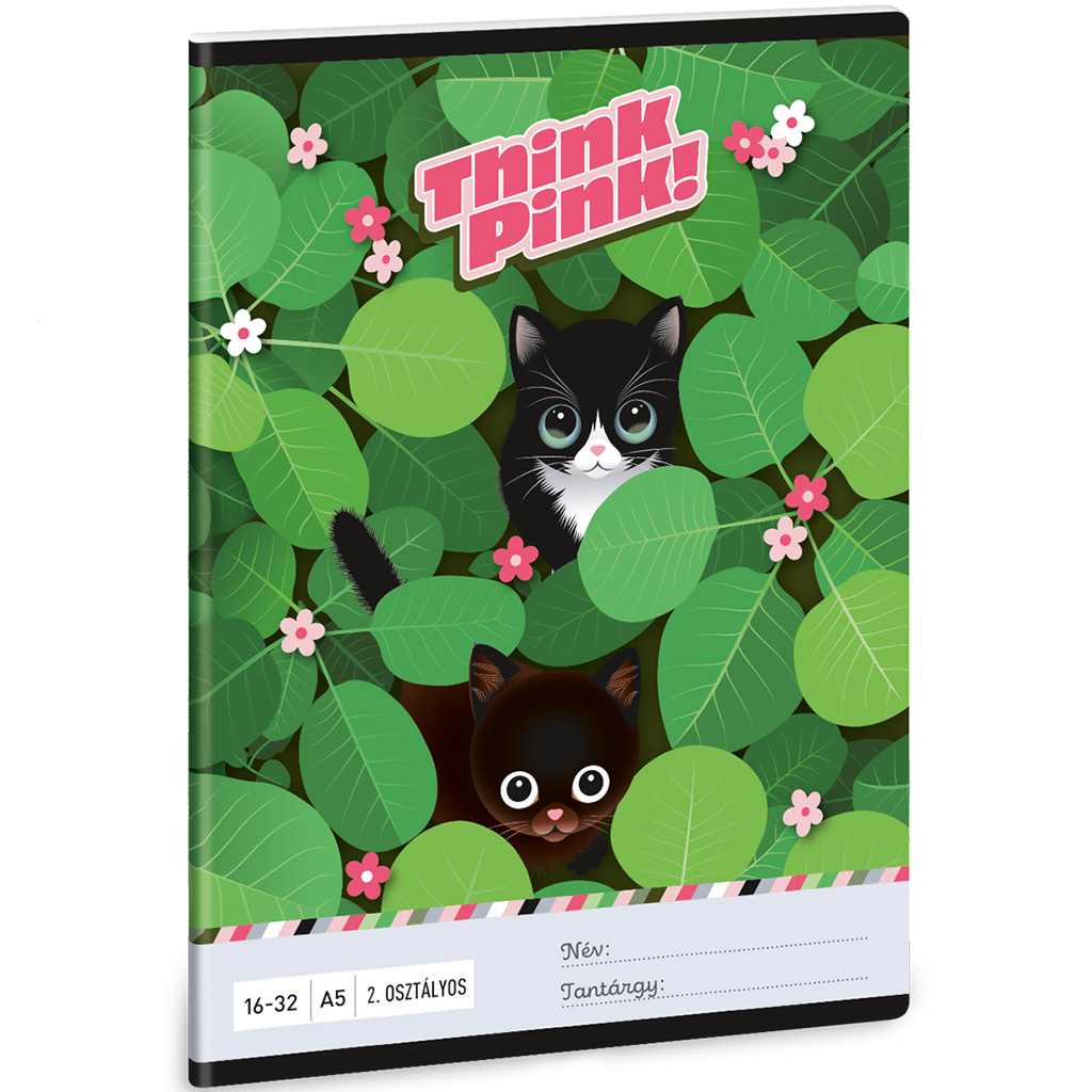 Ars Una: Think Pink cicás 2. osztályos vonalas füzet A/5 16-32