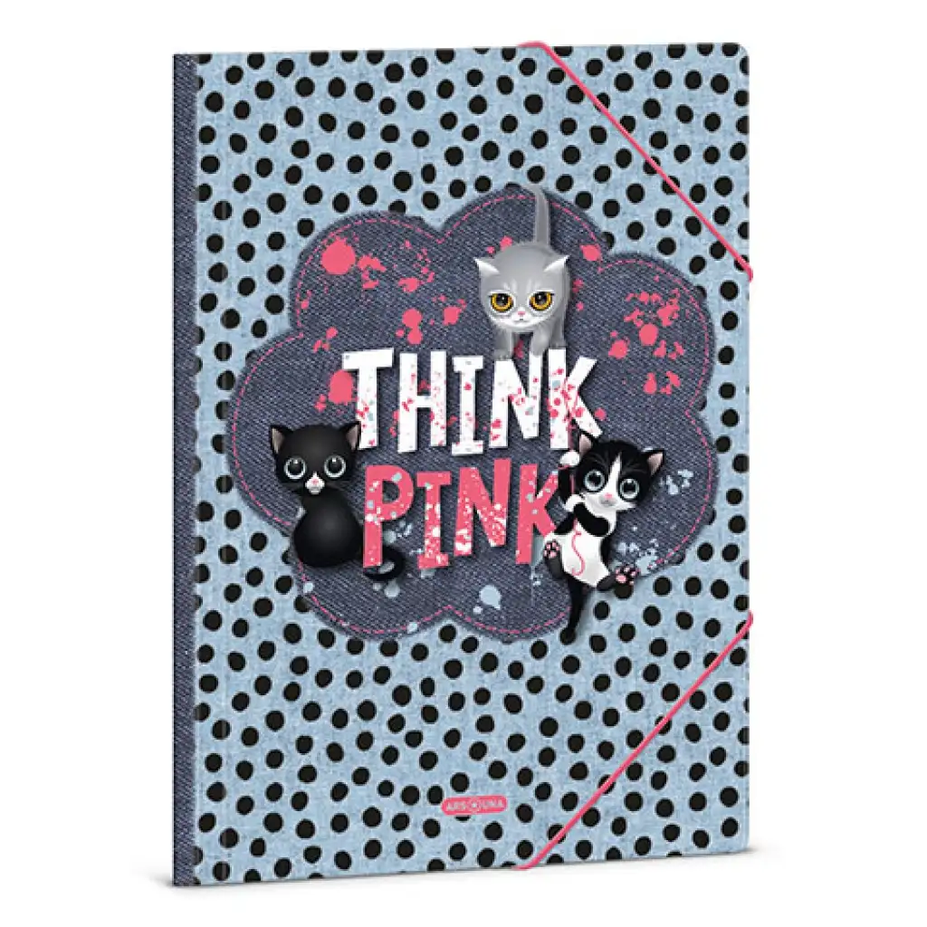 Ars Una: Think Pink cicás mintázatú gumis dosszié A/4-es kép 1