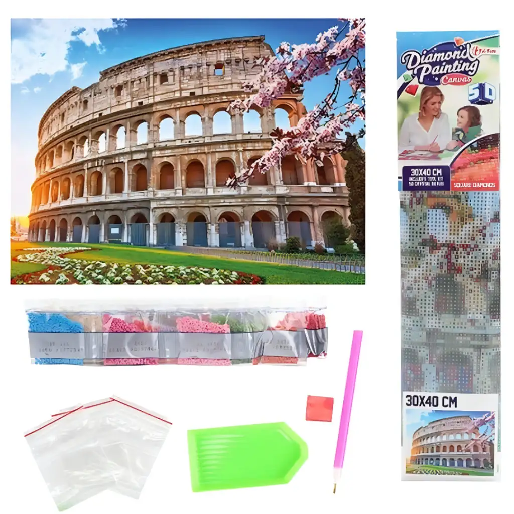 Gyémántszemes kirakó: Róma Colosseum gyémántfestő szett 30x40cm kép 2