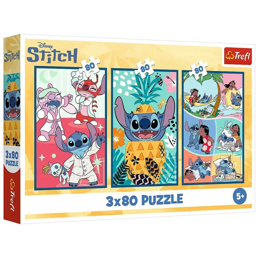 Disney: Stitch világa 3x80db-os puzzle - Trefl