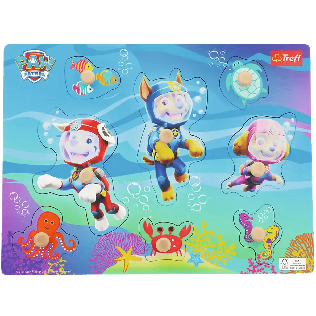 Mancs őrjárat búvárkutyusok bevetésen fa formaillesztő puzzle - Trefl