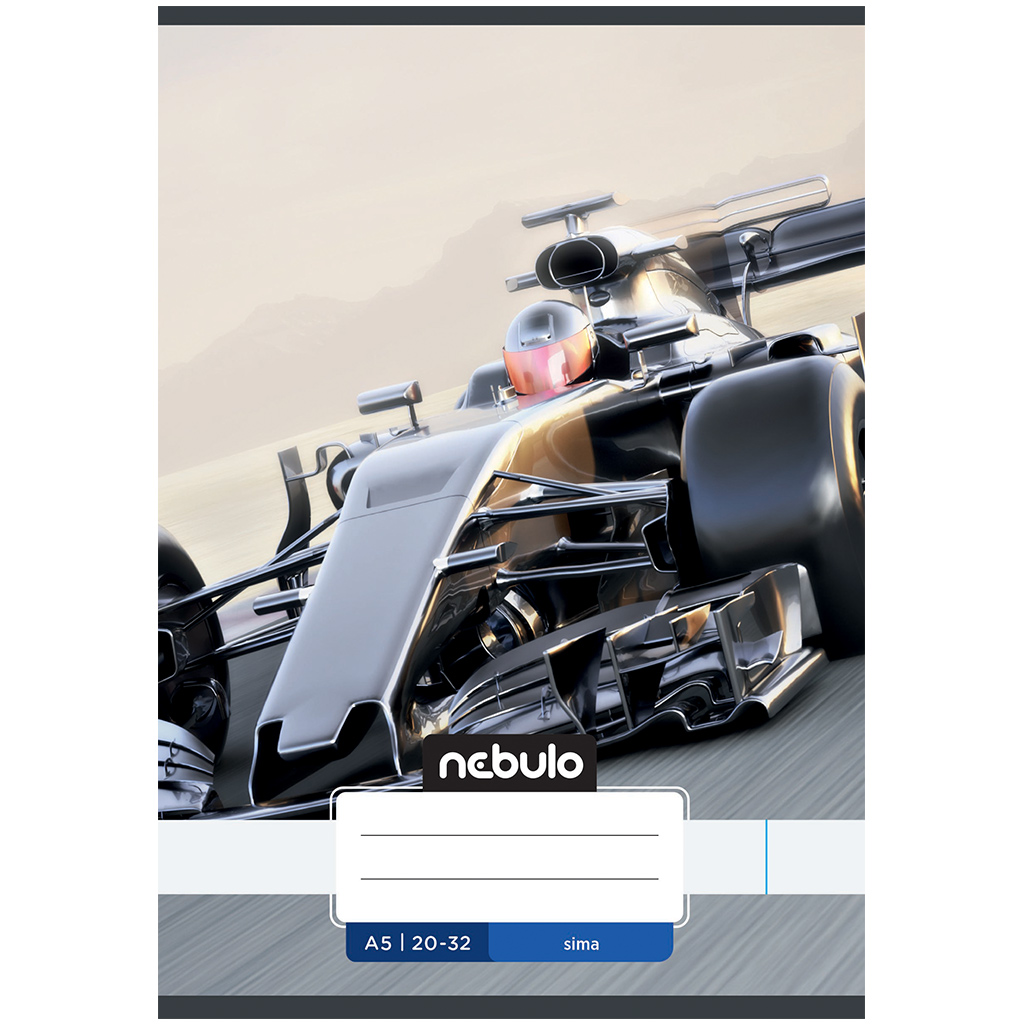 Nebulo: Tűzött versenyautós mintás sima füzet 20-32 A/5