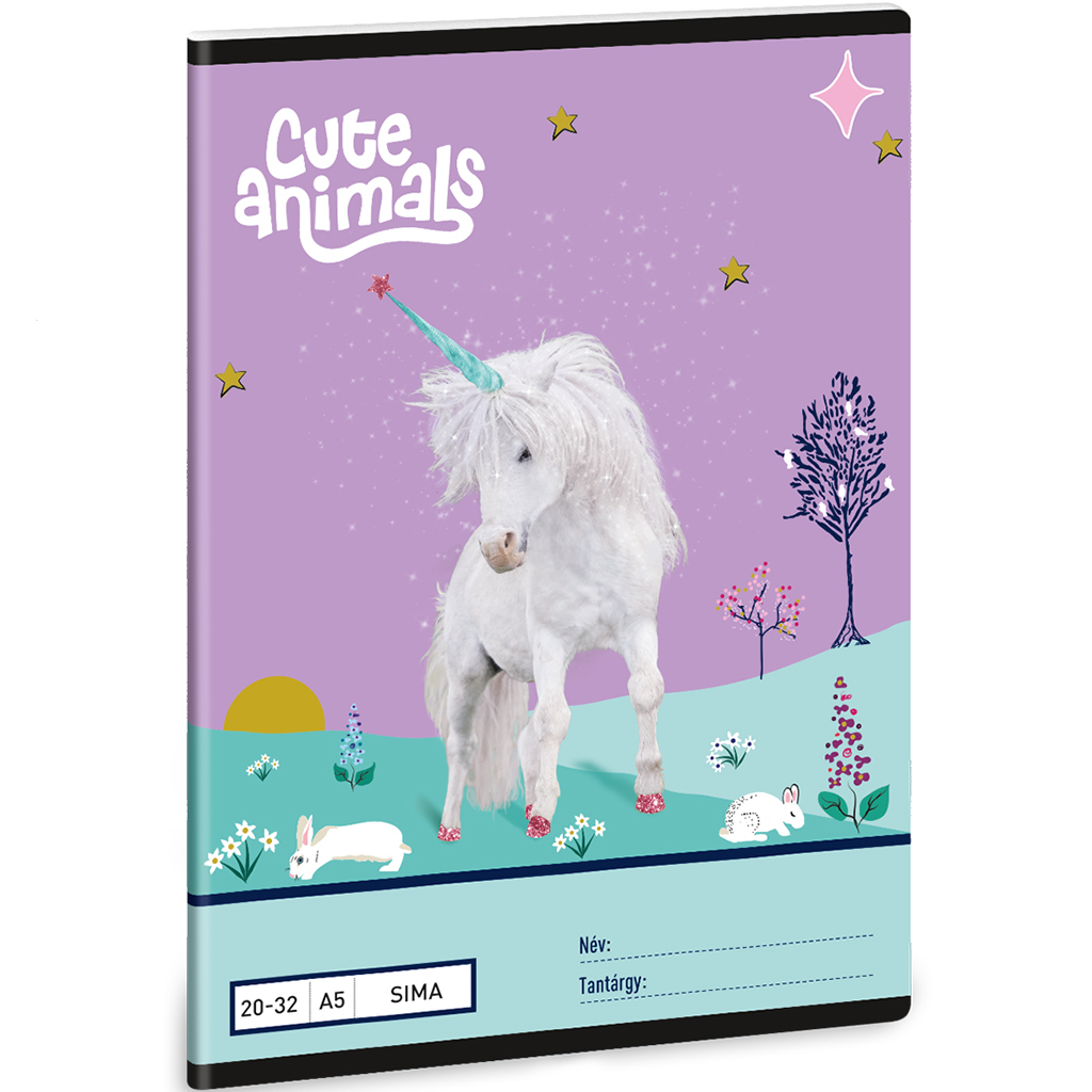 Ars Una: Cute Animals - Unikornis mintás sima füzet A/5 20-32
