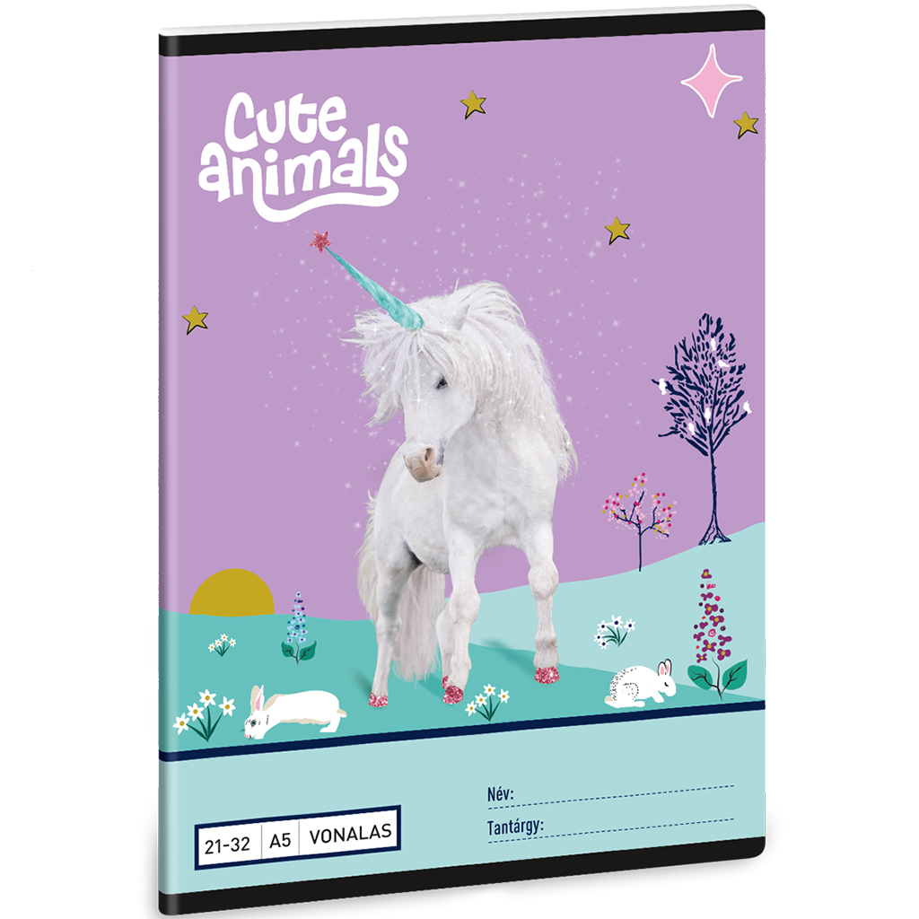 Ars Una: Cute Animals - Unikornis mintás vonalas füzet A/5 21-32