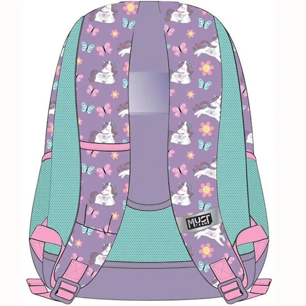 Luna: Must Team Unikornis lekerekített 3 rekeszes iskolatáska, hátizsák 32x18x43cm kép 2