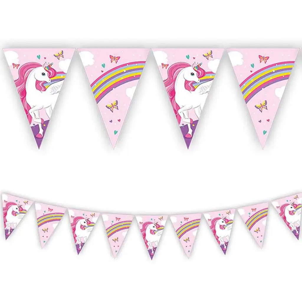 Szivárványos unikornis party zászlófüzér