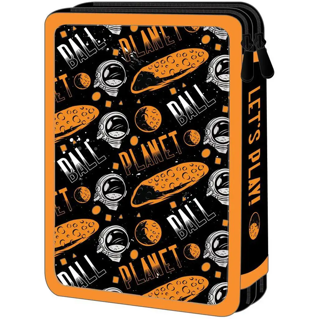 Luna: Must Team Űrhajós fekete-narancssárga 2 szintes töltött tolltartó kép 2