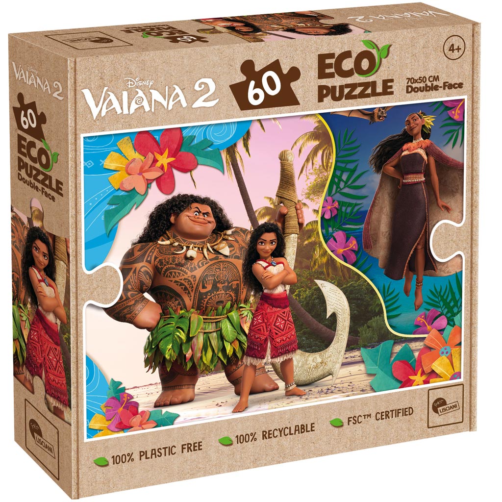Vaiana 2 2 az 1-ben 60db-os Eco puzzle és színező 70x50cm - Lisciani