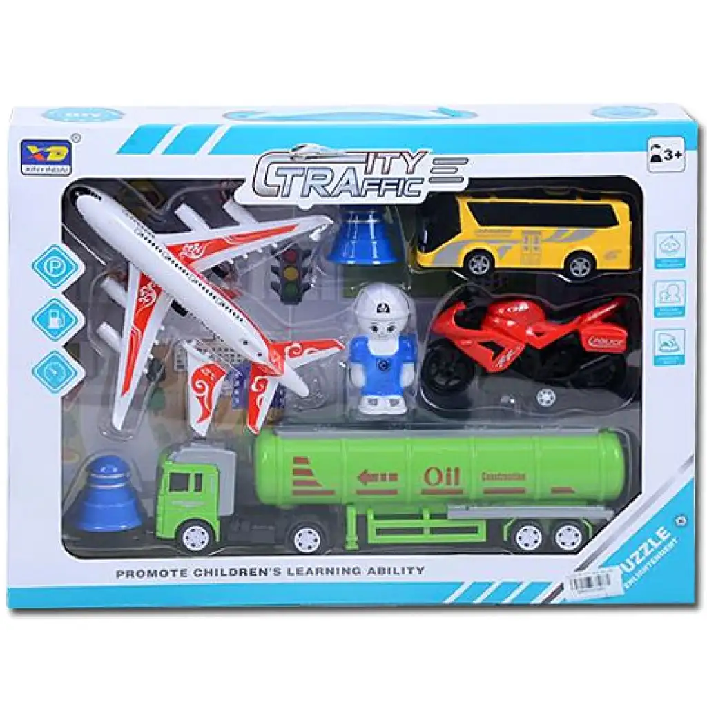 Városi játékszett 4db járművel