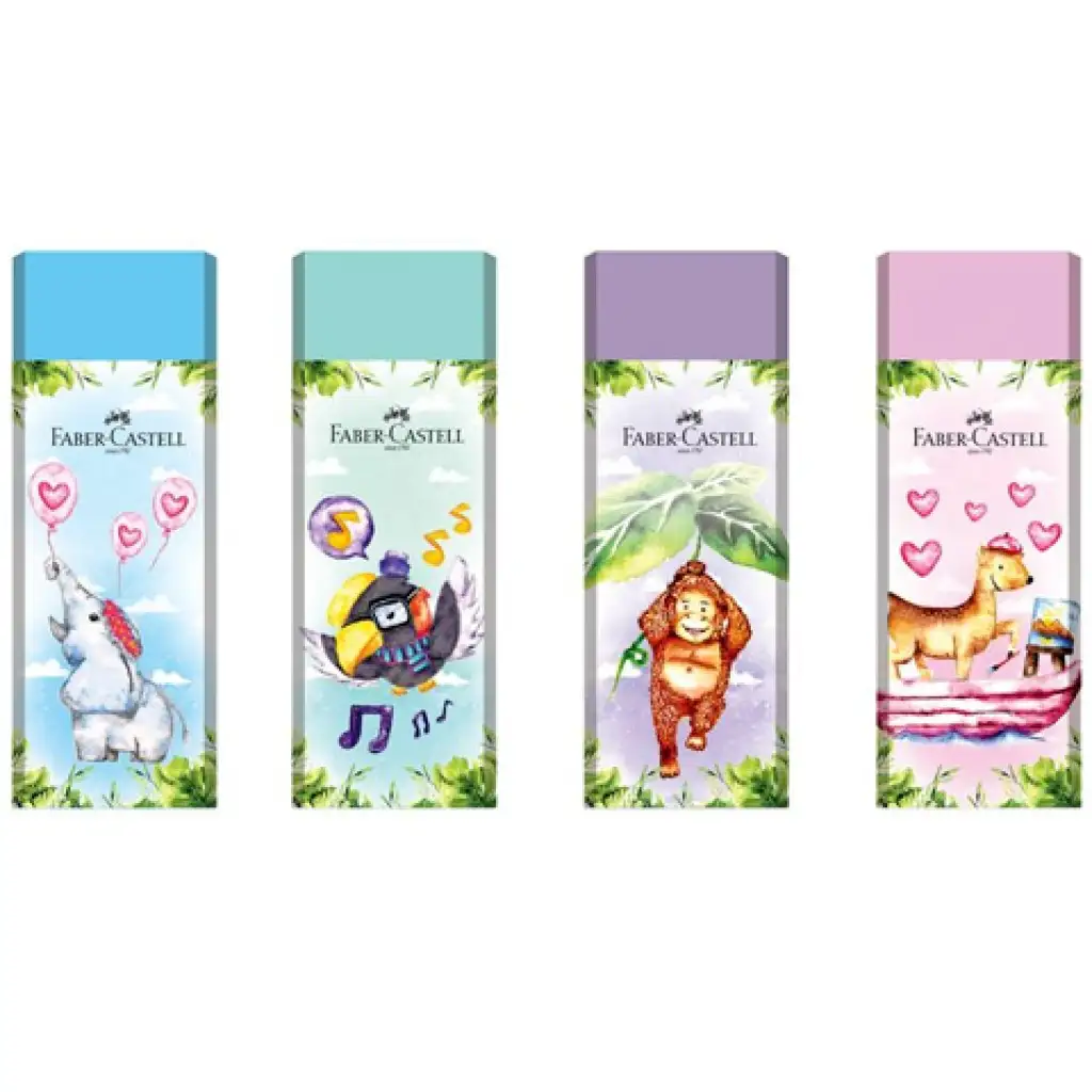 Faber-Castell: Vidám dzsungel PVC menetes radír négyféle változatban