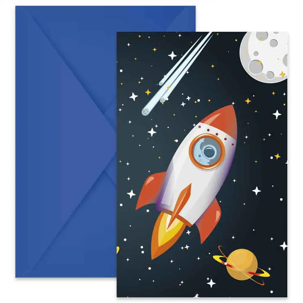 Űrkaland party meghívó borítékkal 6db-os szett