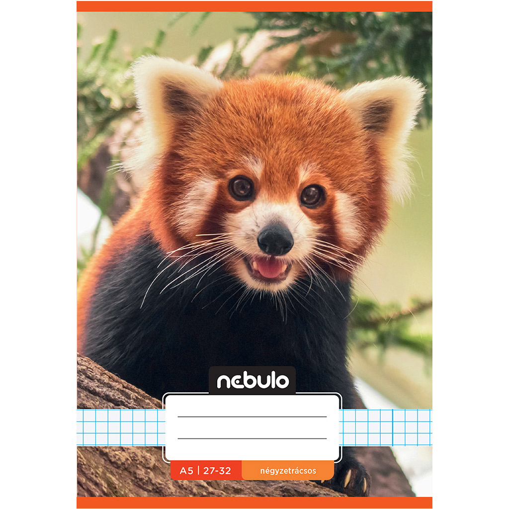 Nebulo: Tűzött vörös panda mintás kockás füzet 27-32 A/5 kép 1