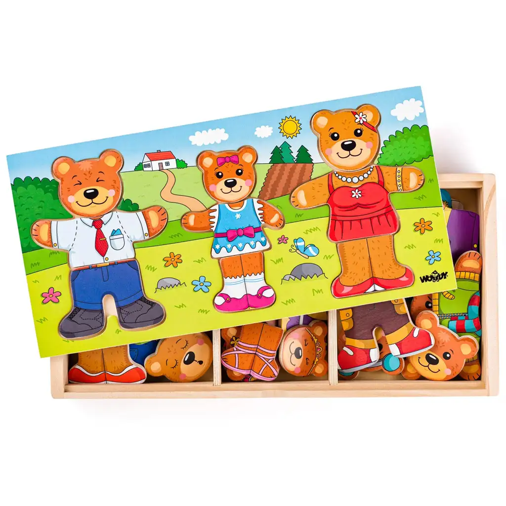 Öltöztethető medvecsalád fa puzzle - Woodyland kép 2