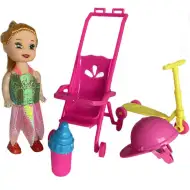 Katie: Grace baba rollerrel, babakocsival és kiegészítőkkel 10cm