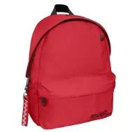 Must: Lekerekített piros négyrekeszes iskolatáska, hátizsák 32x17x42cm