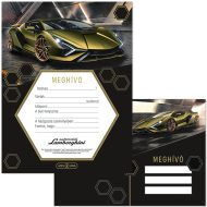Ars Una: Sárga Lamborghini mintás 10db-os meghívó szett borítékkal