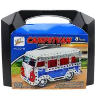Campervan busz modell fém építőjáték 348db-os szett bőröndben