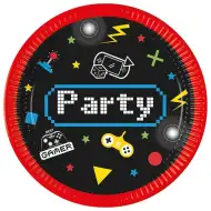 Gamer party mintás papírtányér 8db-os szett 20cm