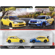 Hot Wheels Deluxe kisautó 2db-os csomag '99 Honda Civic Type R (EK9) és Honda Civic Type R - Mattel