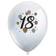 "18" év mintás latex lufi 6db-os szett