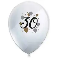 "30" év mintás latex lufi 6db-os szett