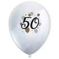 "50" év mintás latex lufi 6db-os szett