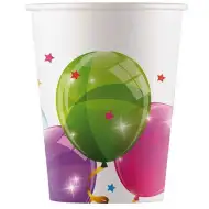 Színes lufik papírpohár 8db-os szett 200ml