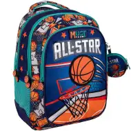 Luna: Must Team kosárlabdás lekerekített 3 rekeszes iskolatáska, hátizsák 32x18x43cm