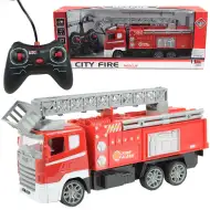 RC Távirányítós emelőkosaras tűzoltóautó fényeffektekkel 1/24-es méretarány 27MHz 30cm