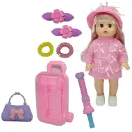 Melani 36cm-es pisilő baba bőrönddel, kiegészítőkkel és hang effektekkel