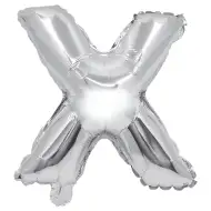 Betű formájú fólia lufi ezüst színben – X betű 32cm