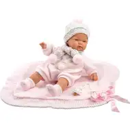 Újszülött lány baba takaróval és cumival 38cm