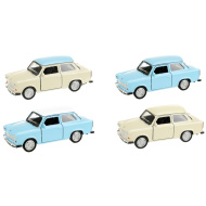 Welly: Trabant 601 fém kisautó modell többféle változatban 11cm
